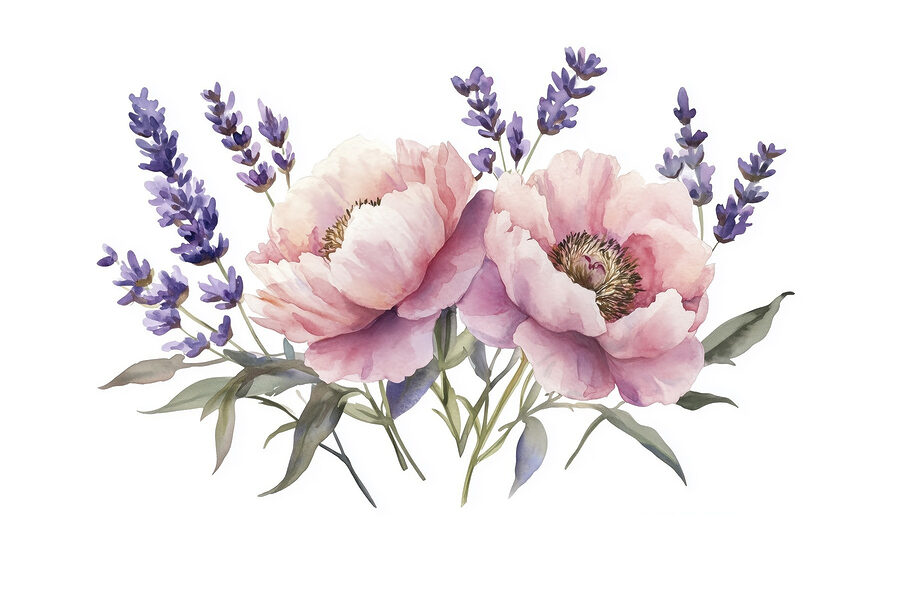 Aquarelle de fleurs et de feuilles