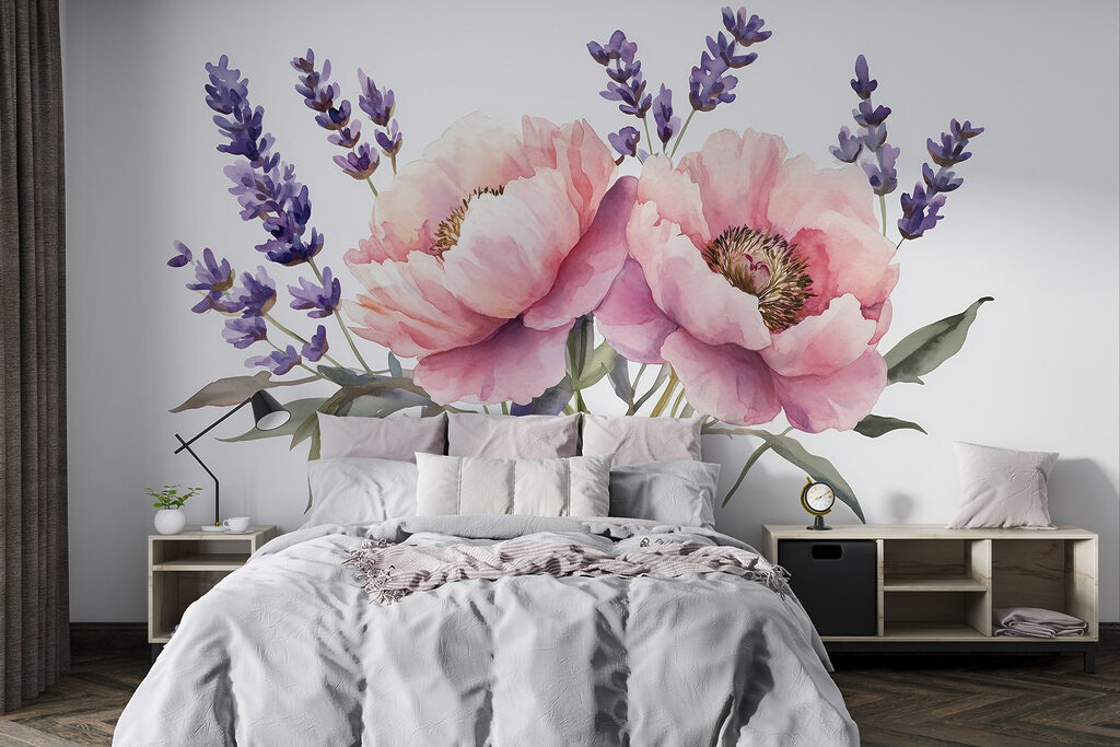 Watercolor of flowers and leaves