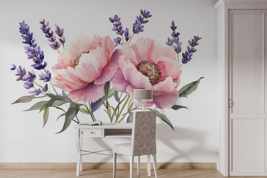 Aquarelle de fleurs et de feuilles