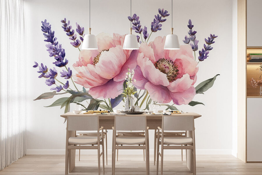 Aquarelle de fleurs et de feuilles