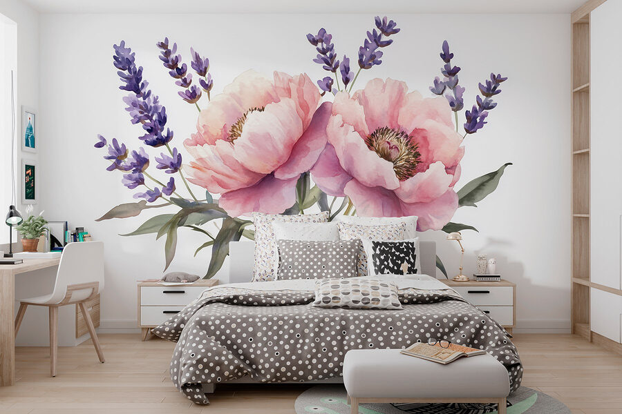 Aquarelle de fleurs et de feuilles
