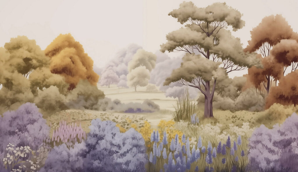 Paysage avec arbres et fleurs Paysage avec arbres et fleurs