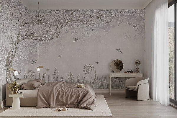 Peinture d'un jardin avec des fleurs et des papillons Peinture d'un jardin avec des fleurs et des papillons