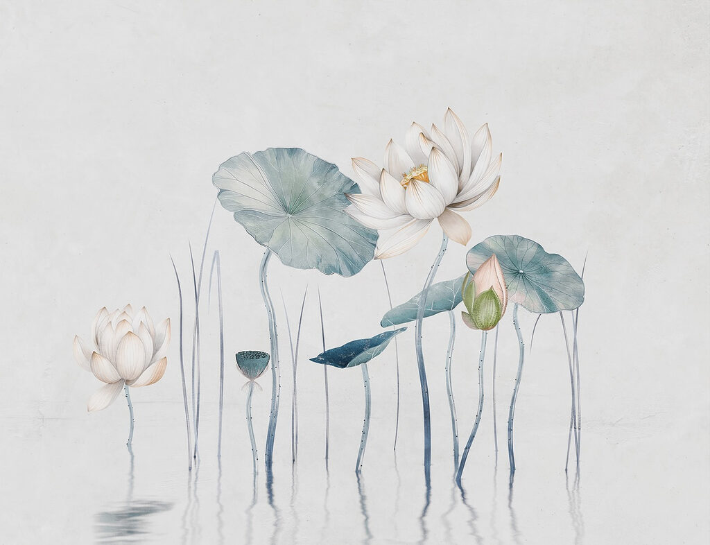 Peinture de fleurs et de feuilles dans l'eau Peinture de fleurs et de feuilles dans l'eau