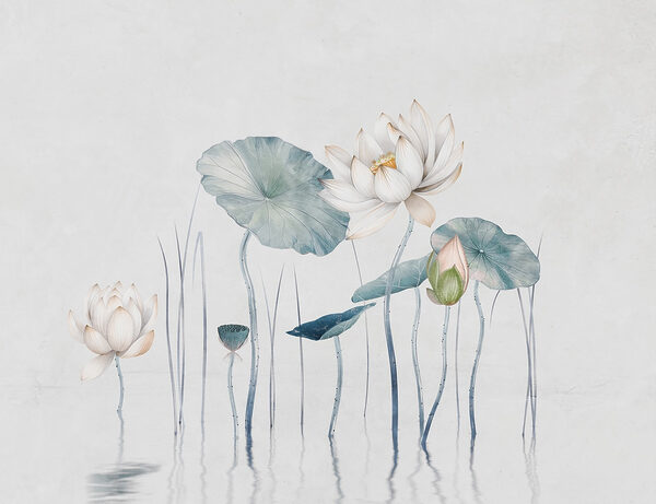 Peinture de fleurs et de feuilles dans l'eau Peinture de fleurs et de feuilles dans l'eau