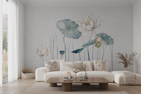 Peinture de fleurs et de feuilles dans l'eau Peinture de fleurs et de feuilles dans l'eau