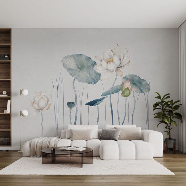 Peinture de fleurs et de feuilles dans l'eau Peinture de fleurs et de feuilles dans l'eau