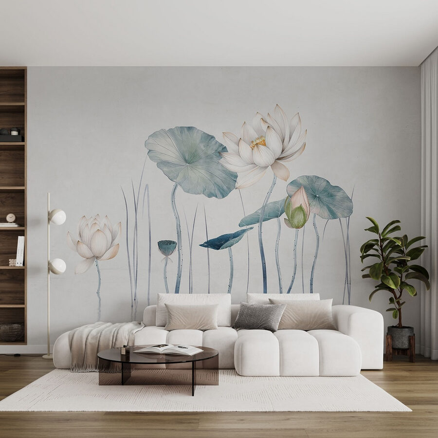Peinture de fleurs et de feuilles dans l'eau
