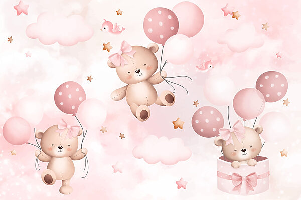 Groupe d'ours en peluche tenant des ballons Groupe d'ours en peluche tenant des ballons