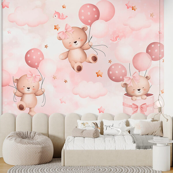 Groupe d'ours en peluche tenant des ballons Groupe d'ours en peluche tenant des ballons