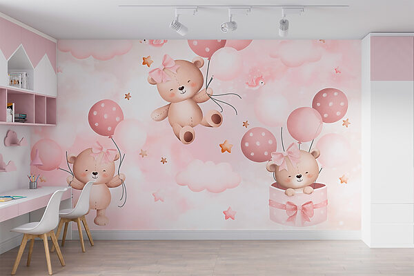 Groupe d'ours en peluche tenant des ballons Groupe d'ours en peluche tenant des ballons