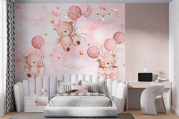 Groupe d'ours en peluche tenant des ballons Groupe d'ours en peluche tenant des ballons