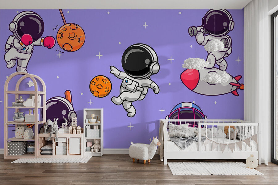 Caricature d'astronautes dans l'espace