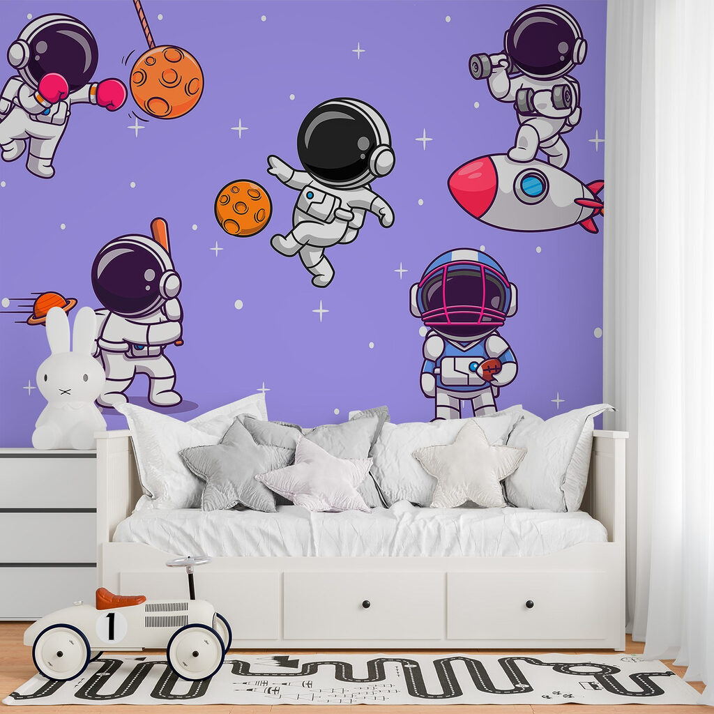 Cartoon of astronauts in space