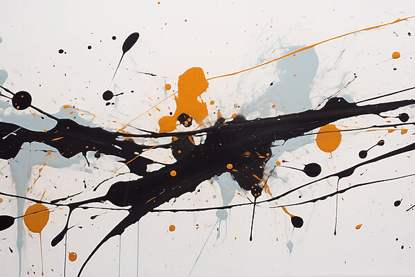 Éclaboussures de peinture noire et orange Éclaboussures de peinture noire et orange
