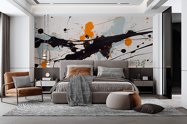 Éclaboussures de peinture noire et orange Éclaboussures de peinture noire et orange