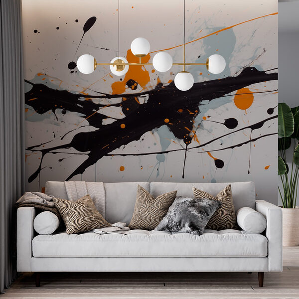 Éclaboussures de peinture noire et orange Éclaboussures de peinture noire et orange
