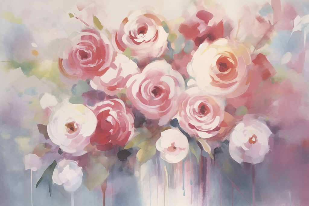 Peinture de fleurs sur une surface blanche Peinture de fleurs sur une surface blanche