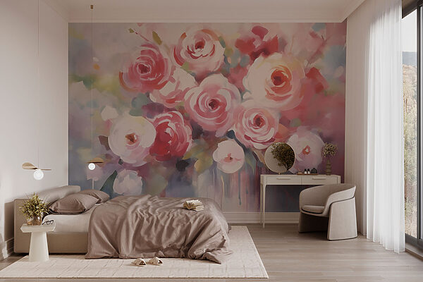 Peinture de fleurs sur une surface blanche Peinture de fleurs sur une surface blanche