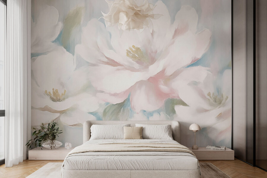 Peinture de fleurs blanches