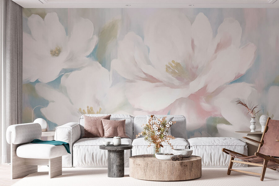 Peinture de fleurs blanches