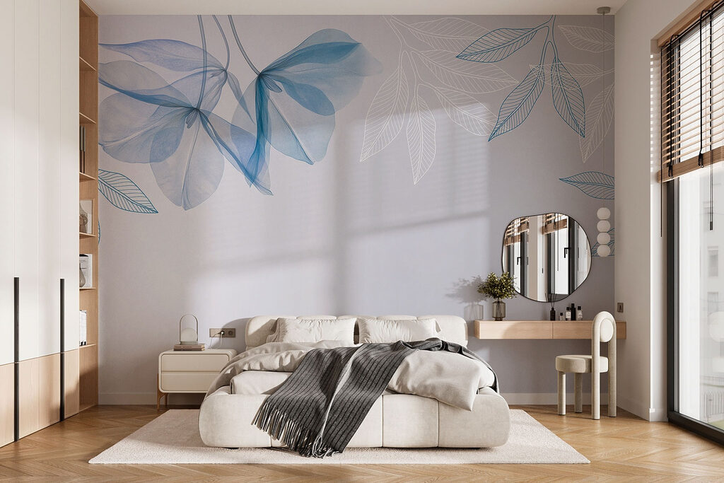 Blue and white leaves