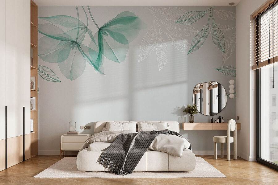 Papier peint Feuilles délicates dans des tons apaisants – Image 2