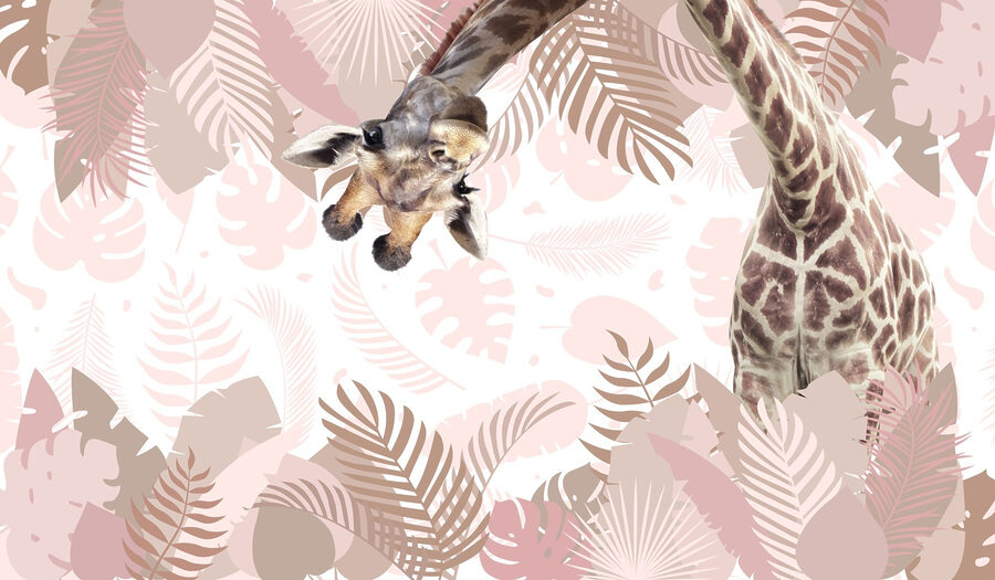Girafe avec un motif de feuilles Girafe avec un motif de feuilles