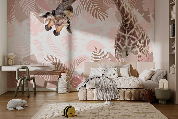 Girafe avec un motif de feuilles Girafe avec un motif de feuilles