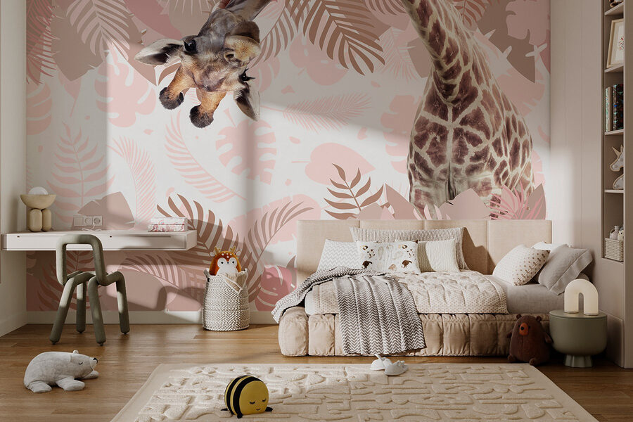 Girafe avec un motif de feuilles Girafe avec un motif de feuilles