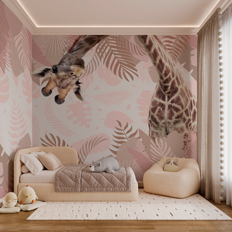 Girafe avec un motif de feuilles Girafe avec un motif de feuilles