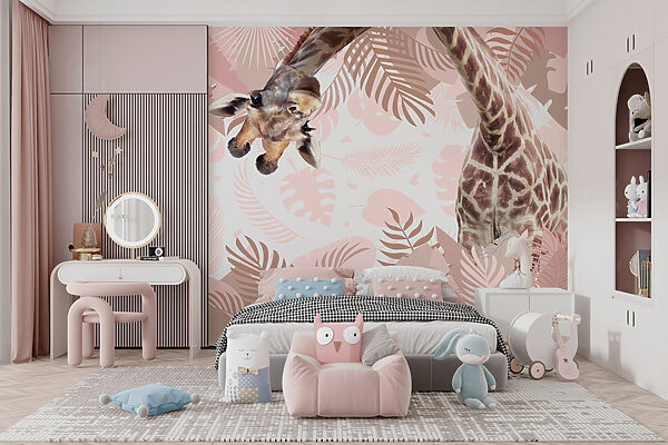 Girafe avec un motif de feuilles Girafe avec un motif de feuilles