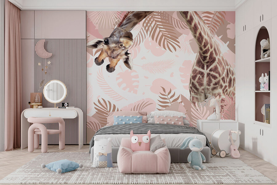 Girafe avec un motif de feuilles Girafe avec un motif de feuilles