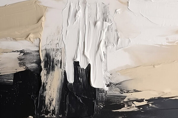 Peinture blanche et noire sur une surface blanche Peinture blanche et noire sur une surface blanche