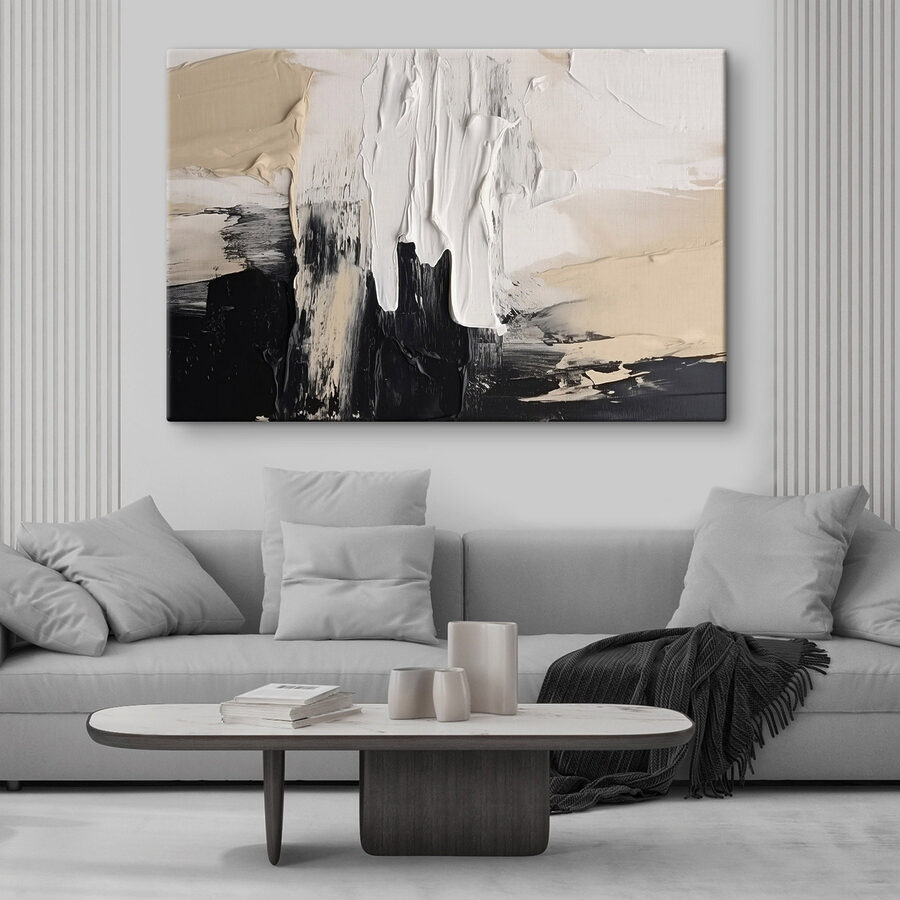 Peinture blanche et noire sur une surface blanche