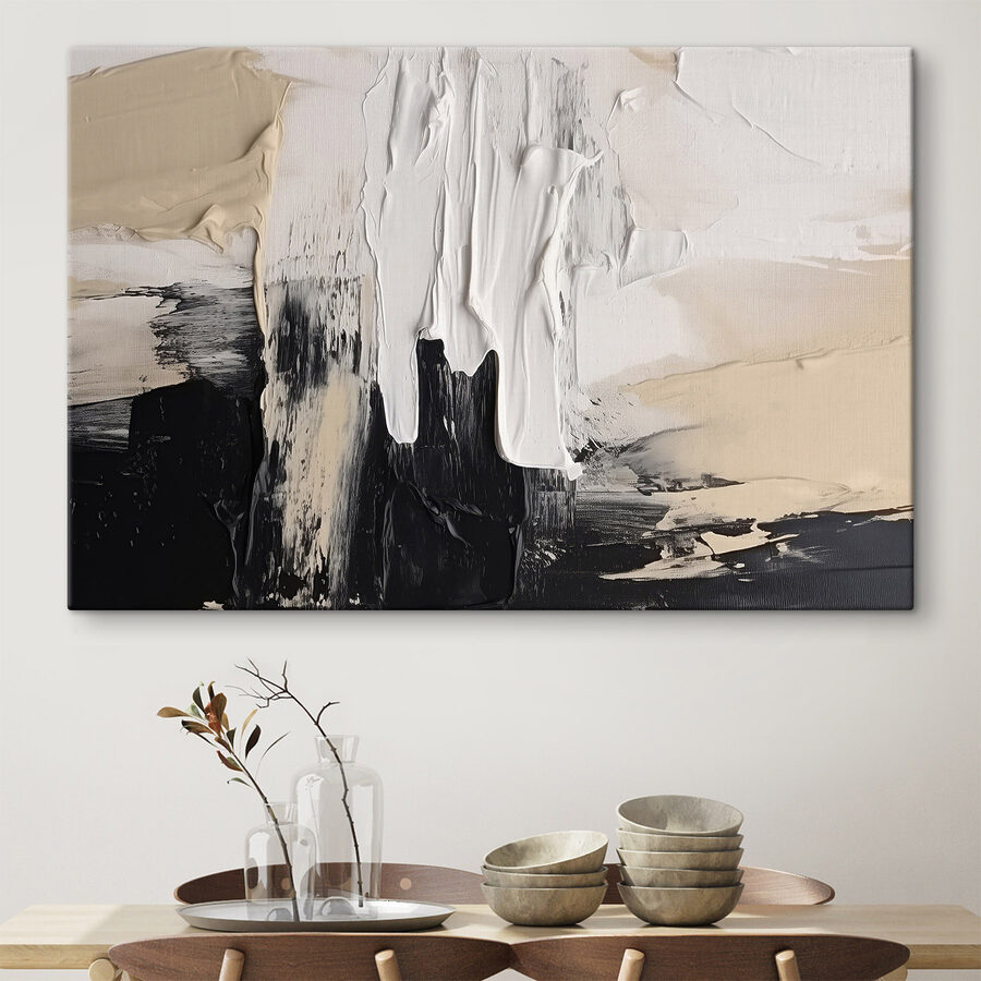 Peinture blanche et noire sur une surface blanche