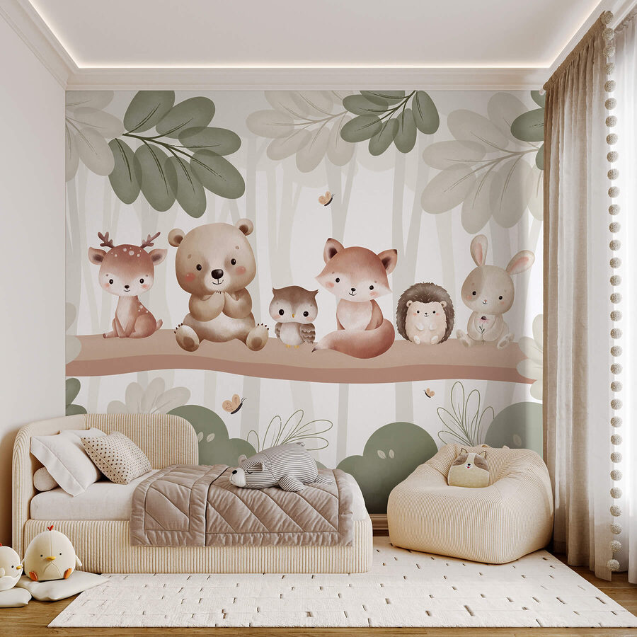 Groupe d'animaux sur une branche d'arbre