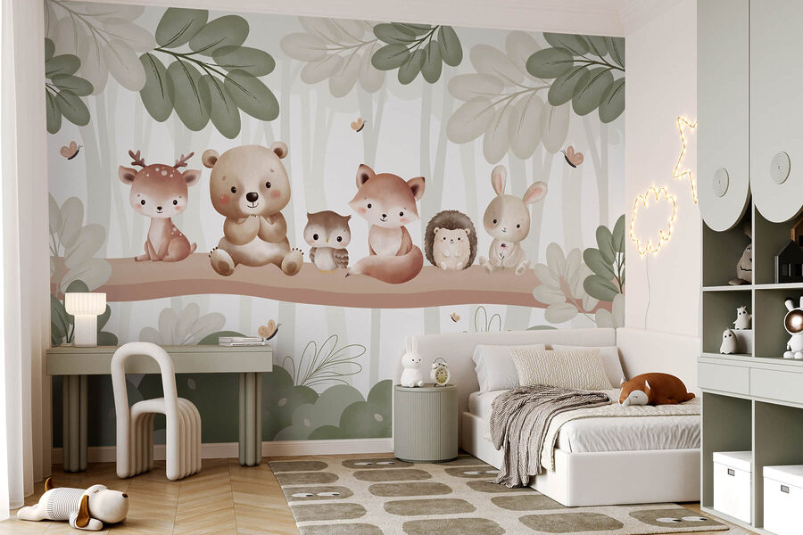 Groupe d'animaux sur une branche d'arbre