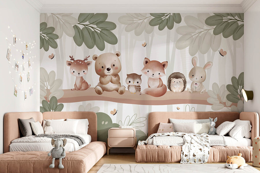 Groupe d'animaux sur une branche d'arbre