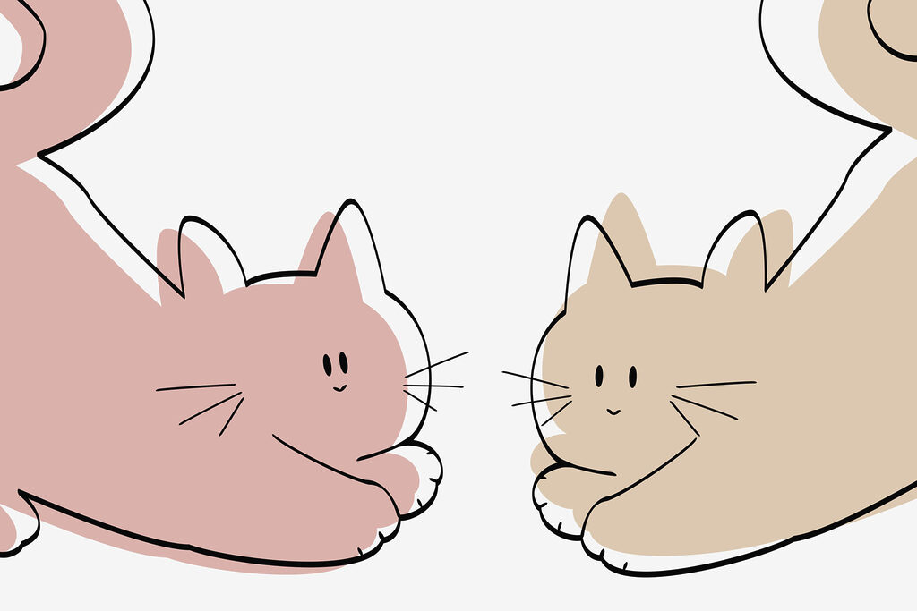 Couple de chats couchés Couple de chats couchés