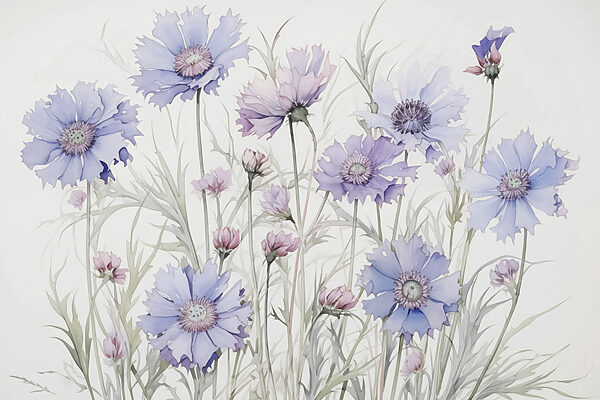Peinture de fleurs sur fond blanc Peinture de fleurs sur fond blanc