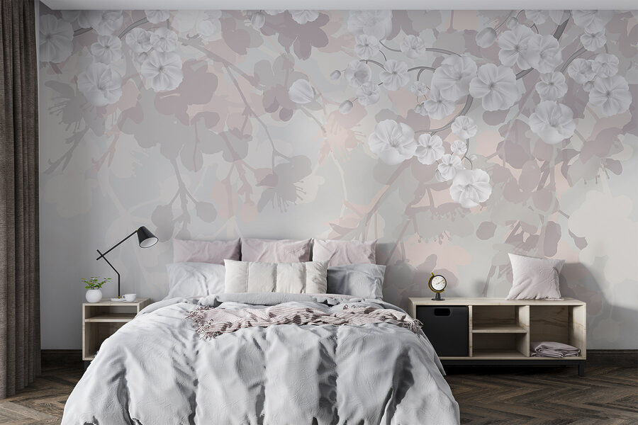 Fleurs blanches sur fond blanc