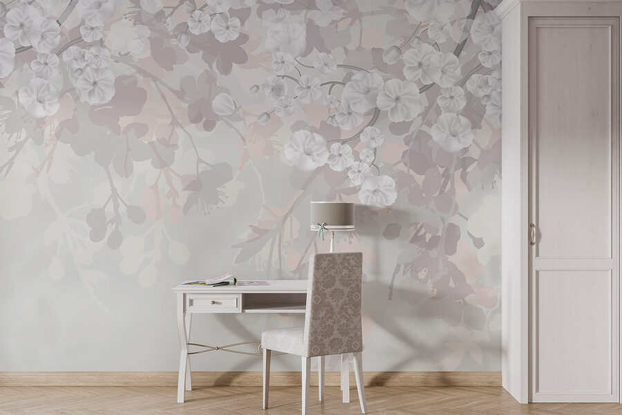 Fleurs blanches sur fond blanc