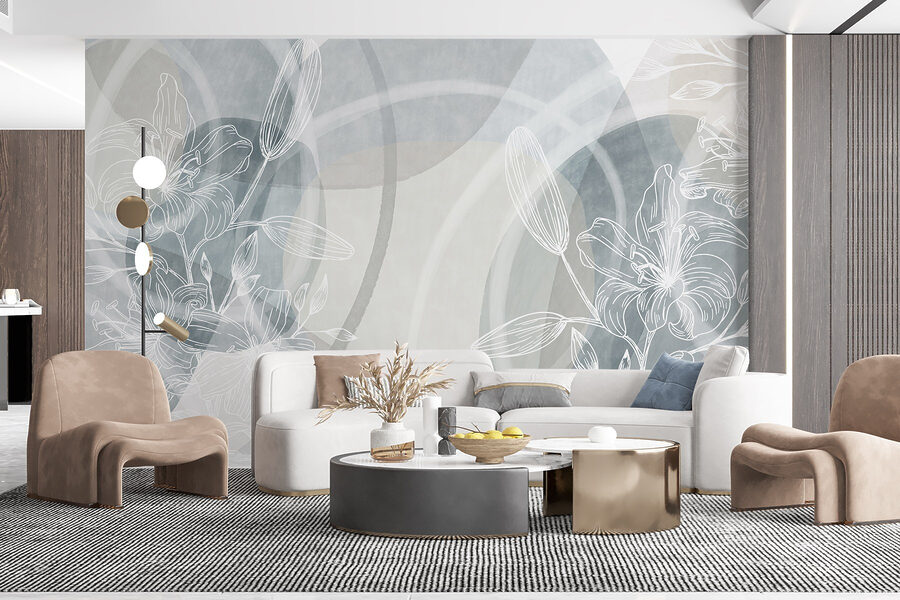 Fleurs blanches sur fond gris