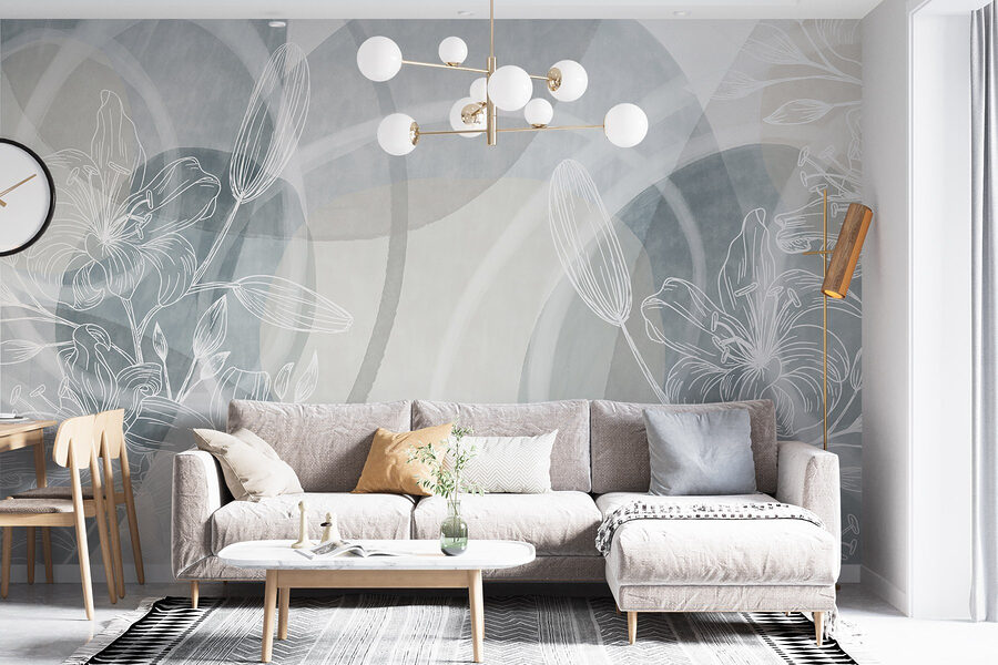 Fleurs blanches sur fond gris
