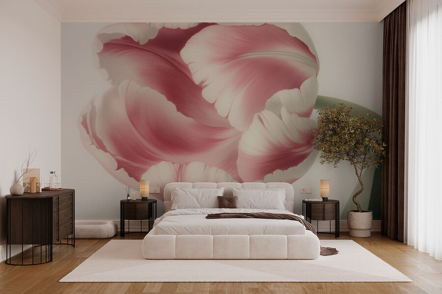 Papier peint Délicate tulipe rose en fleur
