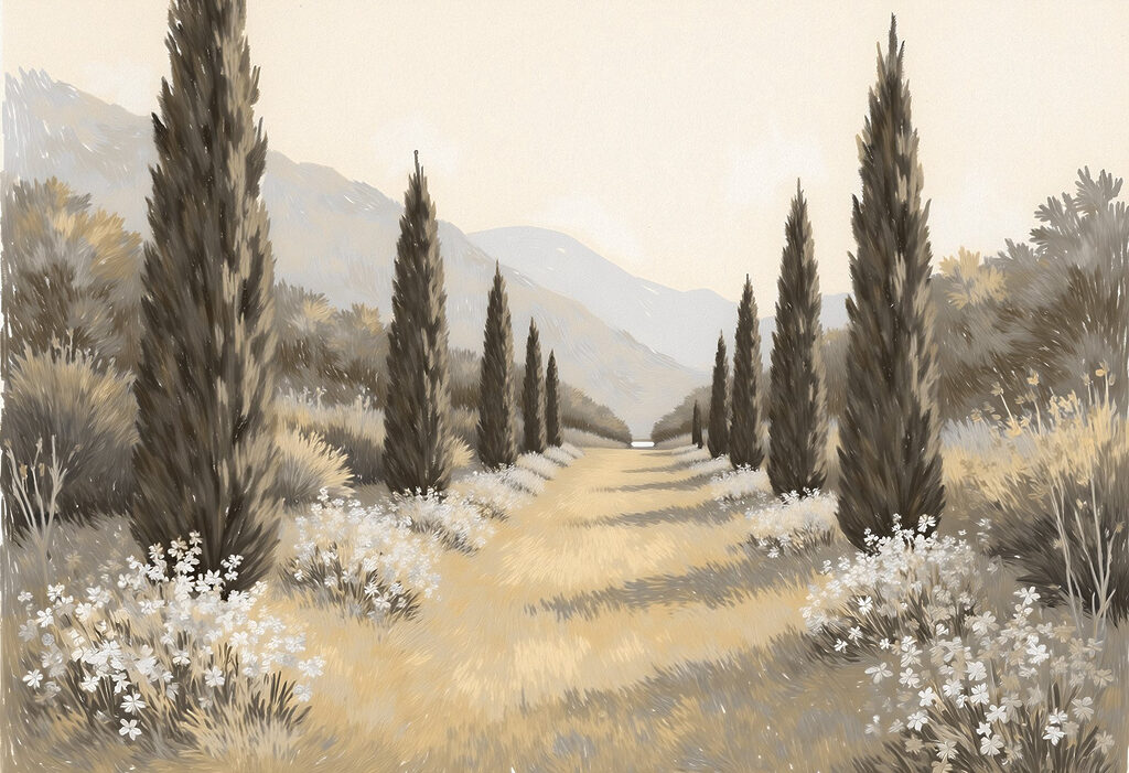 Paysage avec arbres et fleurs Paysage avec arbres et fleurs