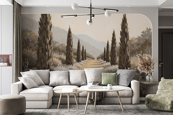 Paysage avec arbres et fleurs Paysage avec arbres et fleurs