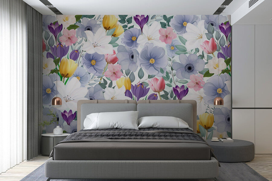 Groupe de fleurs avec feuilles Groupe de fleurs avec feuilles