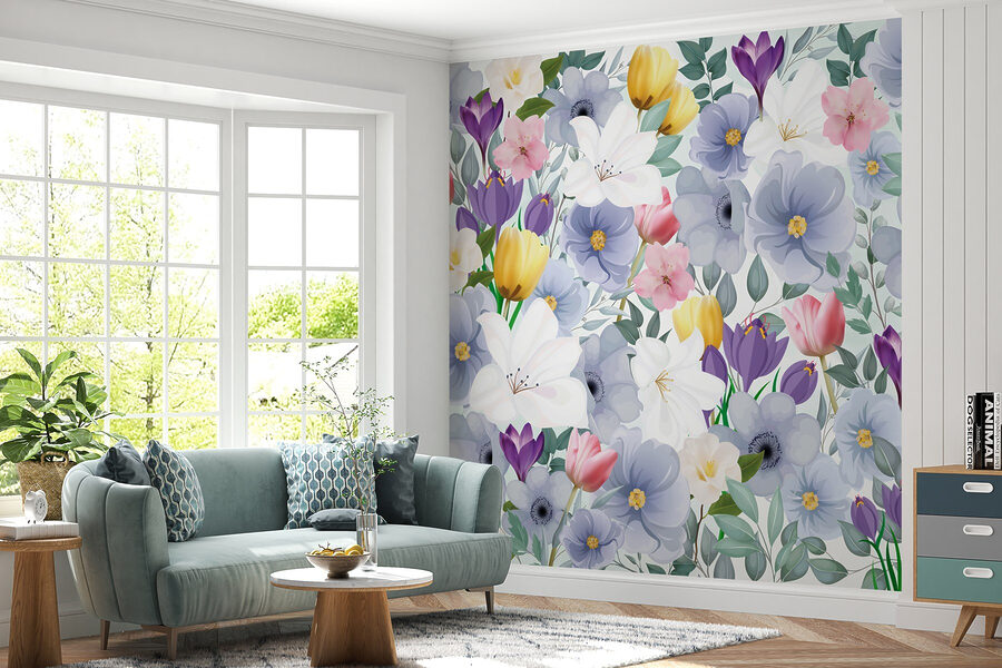 Groupe de fleurs avec feuilles Groupe de fleurs avec feuilles